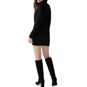 Sanctuary Black Day To Day Cotton Knit Mock Neck Mini Sweater Dress Womens Large